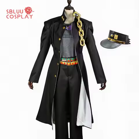 SBluuCosplay Kujo Jotaro Cosplay Costume Black Outfit Uniform Anime Halloween Party Trench Pants Hat