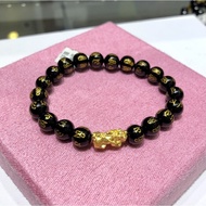EMAS 999.9 pure Gold Naga Dragon Gelang Pixiu 999.9GOLD Crystals 6colour Bracelet