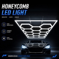 2.4x4.8M LED Hexagon Honeycomb Light 672W Car Detailing Workshop Garage Ceiling Lamp Showroom Lighti