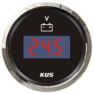 KUS Yellow or Red Backlight Voltmeters 52mm 8-32v Show Volt Meters Black Voltage Gauges 12v/24v for 
