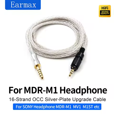 For SONY MDR-M1 MV1 M1ST 4-Pin XLR Balanced 4.4mm Balanced 16-Strand Single Crystal Copper Silver-Pl