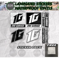 1G Motodeck One Garage Sticker Decal Pack - For motorcycle car van truck pickup sidecar gadgets