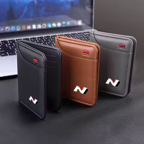 Portable Car Soft Wallet Leather Mini Credit Card Purse Driving For Hyundai N Tucson Accent Elantra 