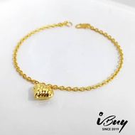 IBUY 916 Gold 1 LOVE DANGLE POLO STAR BRACELET 17.5CM 22K (916)