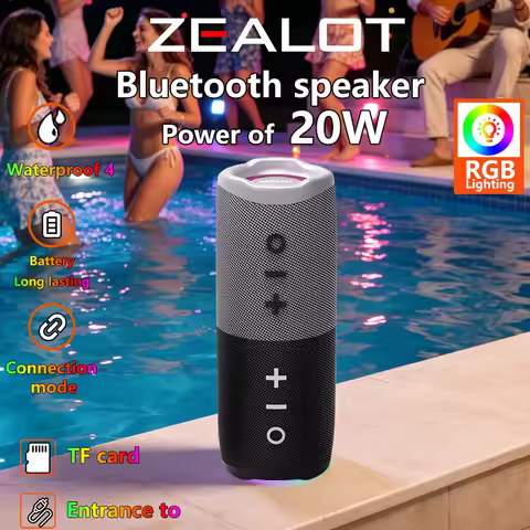 ZEALOT-M5 Portable Wireless Speaker Magnetic Bluetooth Speaker 2-in-1 Mini Speaker Stereo RGB Light 