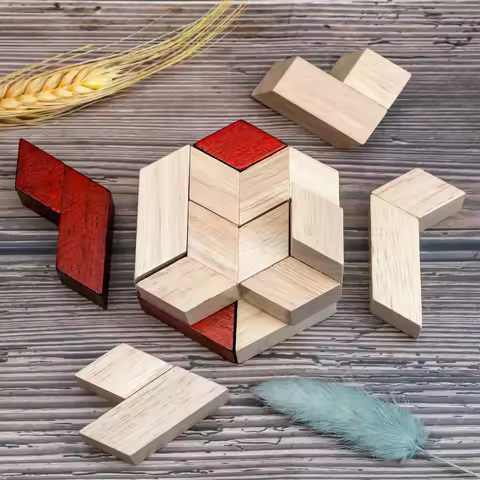 Hexagonal Cylinder 3D Wooden Puzzles Brain Teaser For Adults And Children IQ Challenge Regalos Cumpl