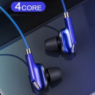 YOVONINE A06 Wired Headphone Earphone Dual Dynamic Coil 4-Speaker In-ear Headsets Stereo Wire-Control Earbuds MIC Microphone 3.5MM