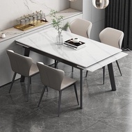 🇸🇬⚡Italian Extendable Dining Table Set Sintered Stone Dining Table Set w Chair Marble Dining Table Marble Square Table For HDB BTO Condo Landed Dining Room Furniture