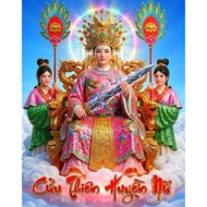 Frame + Painting THE NINE THIEN HUYEN FEMALE 25CM X 35CM BEAUTIFUL