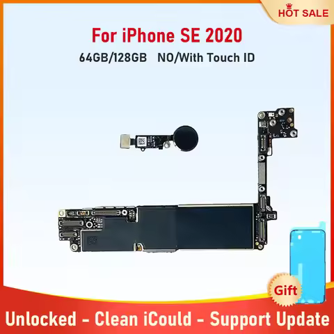 Fully Tested Mainboard for iPhone SE 2020 64g 128g With Touch ID Unlocked Motherboard Cleaned iCloud