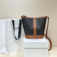 Classic Bucket Bag Style Canvas logo Leather Bucket Bag Horseshoe Buckle Shoulder Bag Crossbody Bag/