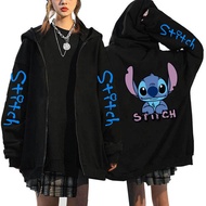 Hoodie Zipper Disney Stitch Zip Up Hoodies Harajuku Cute Anime Sweatshirt Manga Streetwear Hoody M-3