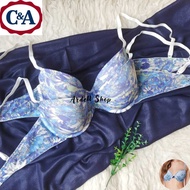 Cc WOMEN'S BRA WIRE C&A FLOWER MOTIF BLUE CUP 36B 38B 38D 40B 40C 40D FB