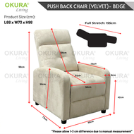 OKURA Single Seater Recliner Sofa Leisure Chair Modern Sofa Lazy Chair Kerusi Recliner Grey Brown Fu