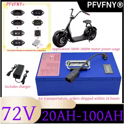 Air Fast Transport 72V 20-100AH+charger 110V-240V, portable 18650 lithium battery with iron waterpro