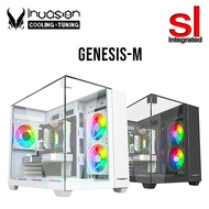 Invasion Genesis-M Tempered Glass M-ATX Gaming Case - Black/White With Aurora Fan