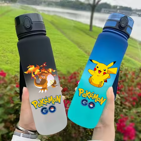 650ML Pokemon Pikachu Bulbasaur Charmander Sports Water Bottle Portable Outdoor Sports Travel Gym Fi