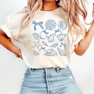 Comfort Colors® SeaShell T-Shirt, Retro Summer Shirt, Beach Shirt, Coquette Bow Shirt, Coquette SeaS