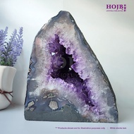 HOJB High Grade Brazilian Amethyst Druze Stone Mini Cave Geode 165x175mm(5.35kg) 聚寶軒优质巴西紫水晶风水镇宅招财原石水