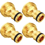 Joywayus 34” GHT Male Garden Hose Quick Connect Adapter Brass Connect Fitting（Pack of 4）