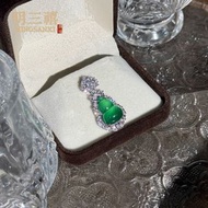 綠玉髓葫蘆鑲嵌瑪瑙女款輕奢吊墜 翡翠色掛件 飾品