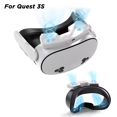 Facial Interface Cooling Fan for Meta Quest 3S Accessories, Adjustable Fan to Relieve Lens Fogging, 