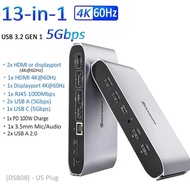 sopuru Displaylink Triple Display Docking Station สำหรับ  M1 M2 Windows พร้อม2 HDMI 2 DisplayPort PD