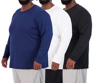 3 Pack: Men’s Big & Tall Tech Stretch Long-Sleeve & Short-Sleeve Dry-Fit T-Shirt (3XT-5XT)
