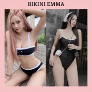 Channel EMMA High Quality 2-Piece Bikini with Breast Pads and Bright Stone Rings (Includes customer 