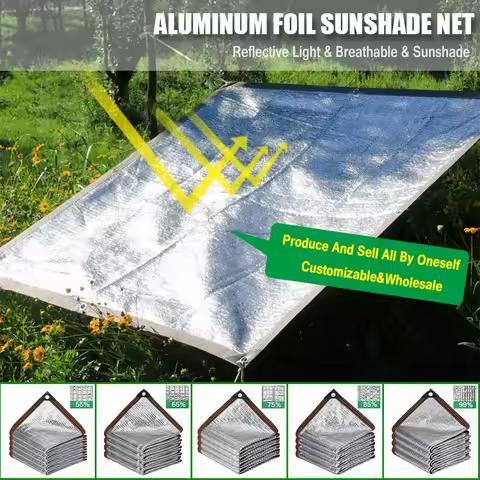 55~99% Shading Aluminum Foil Sunshade Net Garden Sun Shading Sail Garages Awning Plants Sun Shelter 