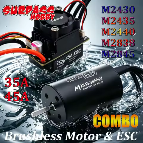SURPASS HOBBY M2430/2435/2440/2838/2845 Motor 35A 45A ESC Waterproof Brushless Combo for 1/10 1/12 1