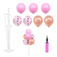 9pcs set Balloon Holder Birthday Background Birthday Decoration IInflator-Pink Set
