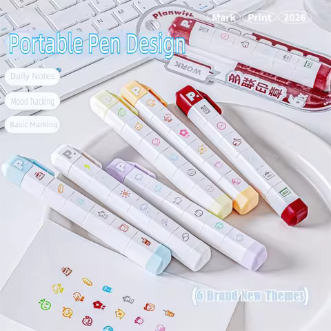 New Detachable Arrival Cute To Do List Journal Stamp Multi-Head Portable Seal Pen Stamp Mark Kids Gi