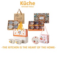 KUCHE Tableware Set Rice Bowl Plate Set Ceramic Dinnerware Set Porcelain Bowl Dinnerware Set Doorgif