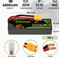 ZO-90C-6800-3S1P-HC-XT60 //  Ovonic 90C 11.1V 6800mAh 3S1P Hardcase LiPo Battery with XT60 Plug for 