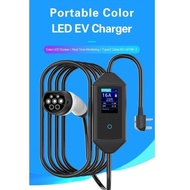 EV PHEV Car Charger Type 2 Portable Charger Color LED Screen 16A 13A 10A 8A 5 Meter 10 meter 3 pin U