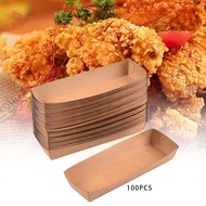 [Gamchiano] 100 Pieces Take Out Food Serving Boats Recyclable Packaging Tray Serving Trays Paper Foo