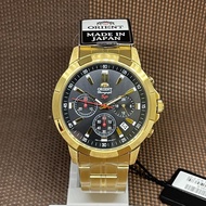Orient SKV00001B0 Quartz Sports Chronograph Gold Black Japan Made Men's Watch