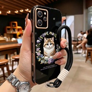 Casing hp For Xiaomi Redmi 12 12C 11A Note 12R 5G poco M6 Pro 5G C55 Case Cat Case Metal Coating Ces