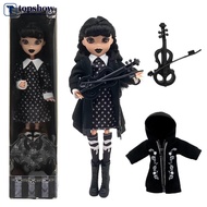 TOPSHOW Wednesday Doll Things Posable Joints Collectible Figure Display Stand Adams Family Fans Coll