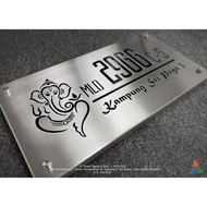 Stainless Steel House Number Plate with Ganesha Icon (Fully Customized)