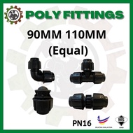 HDPE Poly Fitting Poly Pipe Connector Socket/ Tee/ End cap/ Elbow 90mm 110mm [Equal]