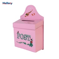 [Hellery] Decorative Pink Outdoor Wall Mailbox Iron Letter Box Slim Rectangular Design for Porch Gar