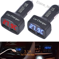 Elaine_liew666 4 in 1 Dual USB Car Charger DC 5V 3.1A Universal with Voltage/temperature/Current Met