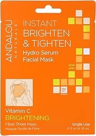 Andalou Naturals Instant Brighten &amp; Tighten Hydro Serum Facial Mask, 0.6 Fluid Ounce
