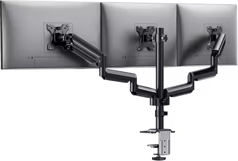 Triple Monitor Desk Mount for 13-27 Inch Screens, Adjustable Stand with Tilt, Swivel & Rotation, Sup