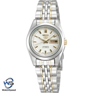 Seiko 5 Sports 21 Jewels Automatic Gold Plated White Ladies Watches SYMA35K1 SYMA35K