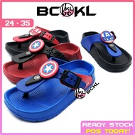 【 BCKL 】Boy's Summer Cartoon Kids Slippers | Super Hero Shoes Sandals Captain America Color | Kids S