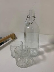 IKEA的玻璃水壺和威士忌杯