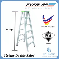 [SIRIM CERTIFIED] ORIGINAL Everlas 12 Steps High Quality Double Sided Aluminium Ladder Tangga Lipat 